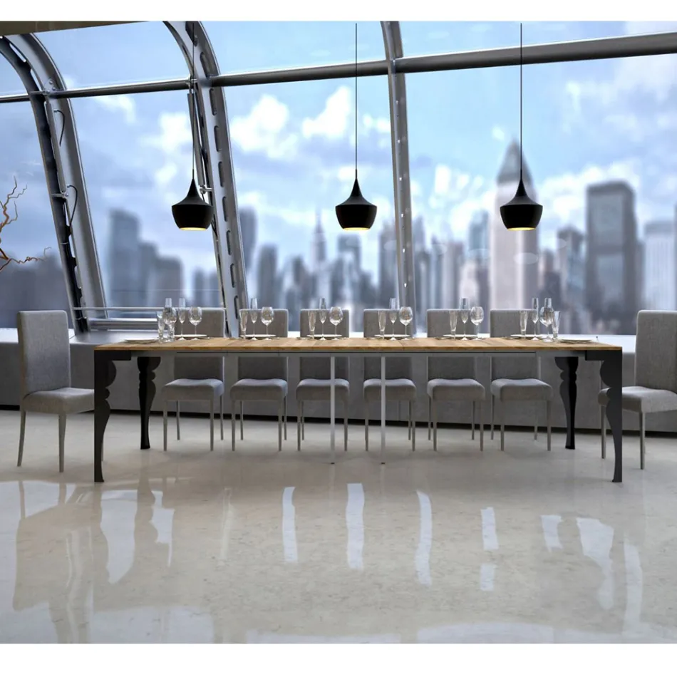 Modern utdragbar konsol i antracitträ och metall Tillverkad i Italien - Sassone Viadurini