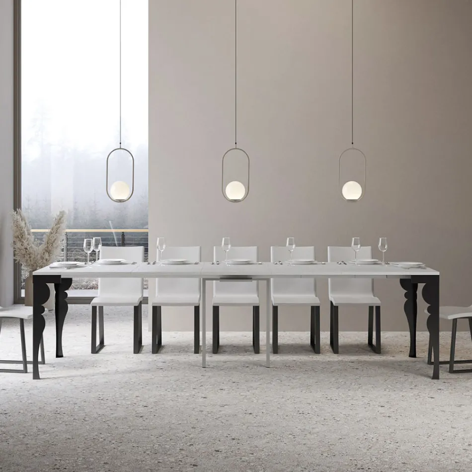 Modern utdragbar konsol i antracitträ och metall Tillverkad i Italien - Sassone Viadurini