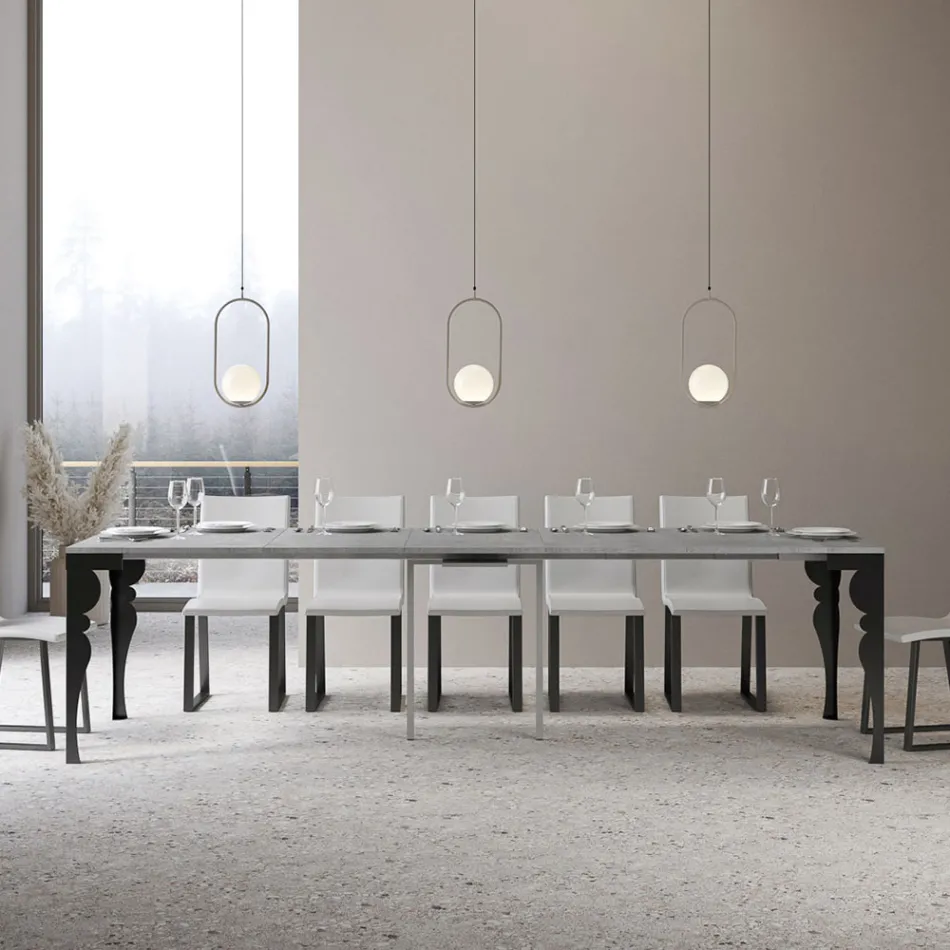 Modern utdragbar konsol i antracitträ och metall Tillverkad i Italien - Sassone Viadurini