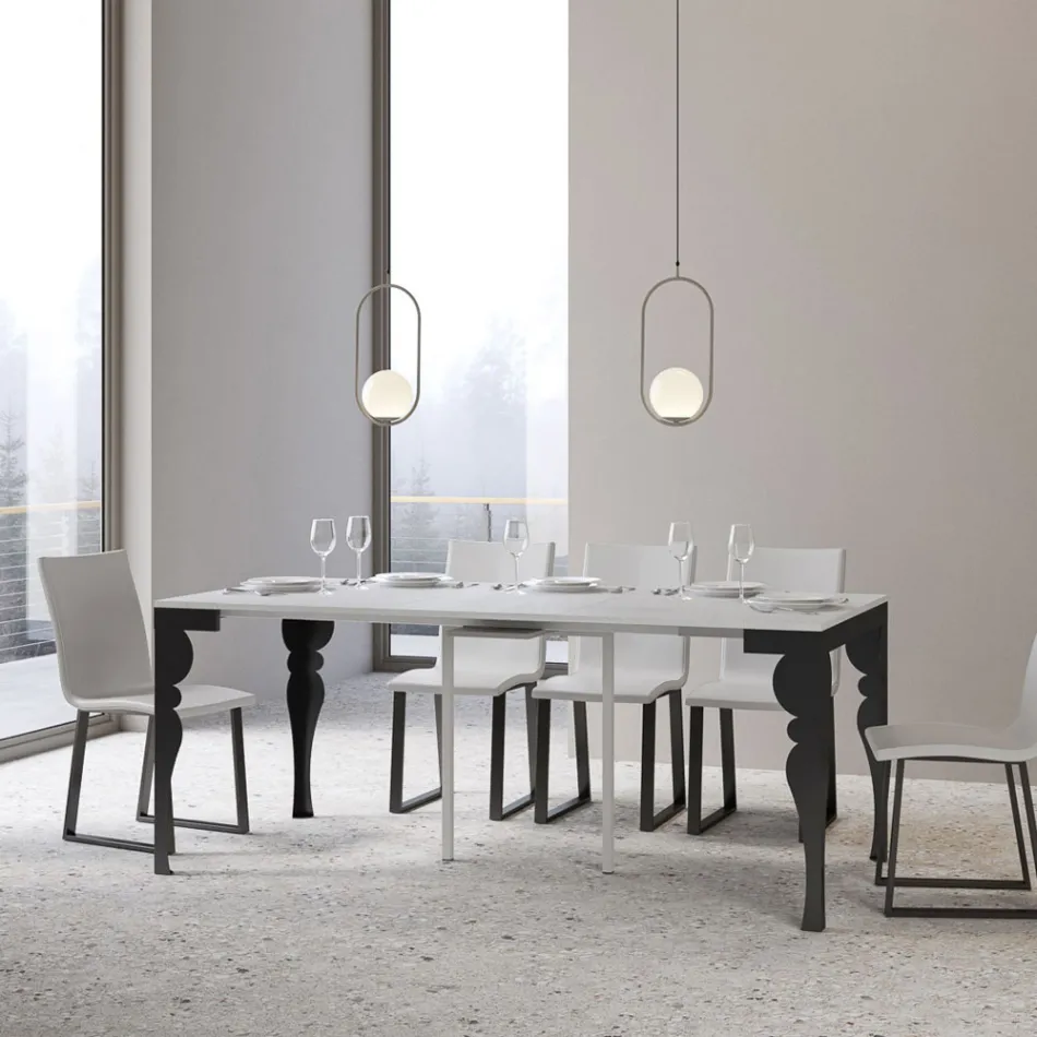 Modern utdragbar konsol i antracitträ och metall Tillverkad i Italien - Sassone Viadurini