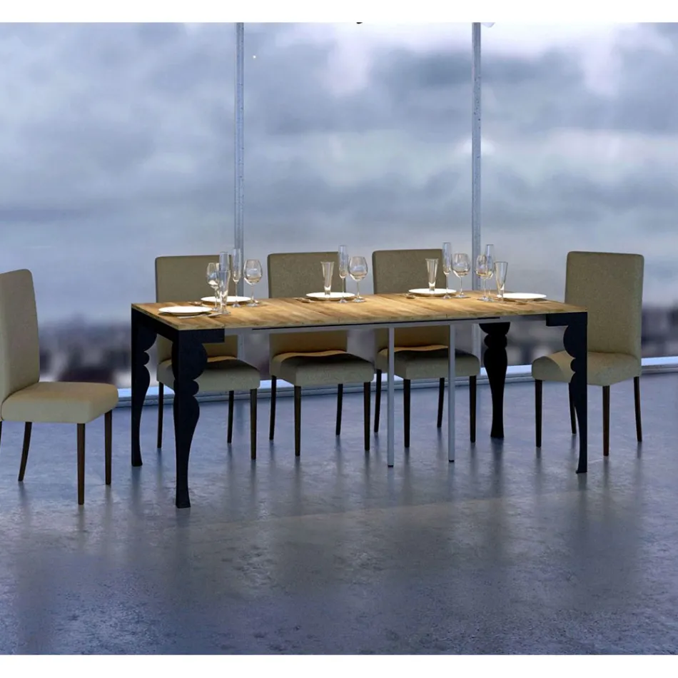 Modern utdragbar konsol i antracitträ och metall Tillverkad i Italien - Sassone Viadurini