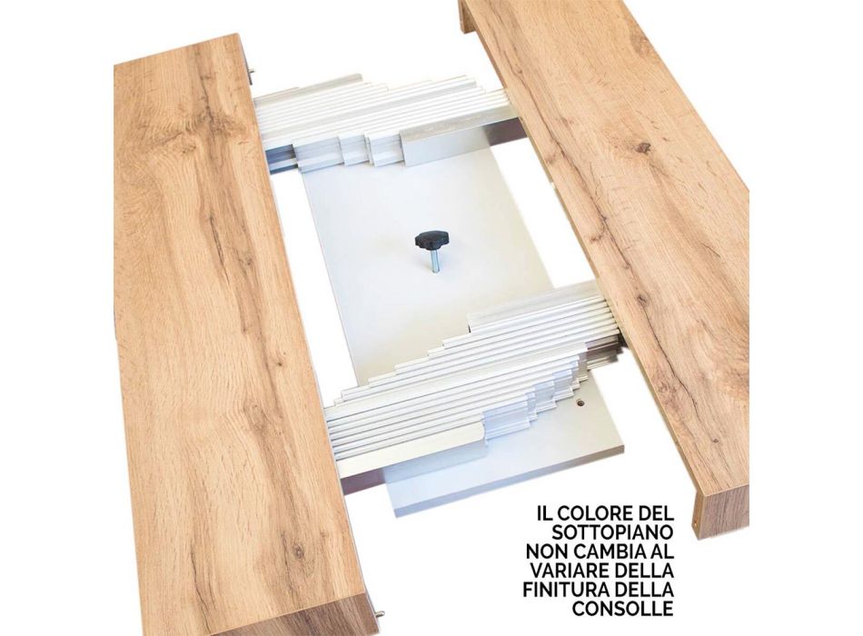 Utdragbar Minimal Style Console i trä och järn Tillverkad i Italien - Flame Viadurini
