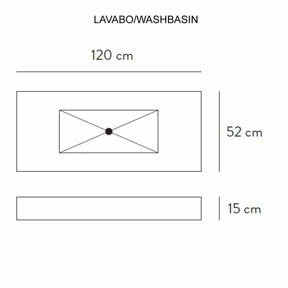 Badkonsol Integrerad tvättställ och hängande hyllan i Gres 4 ytor - Rampina Viadurini