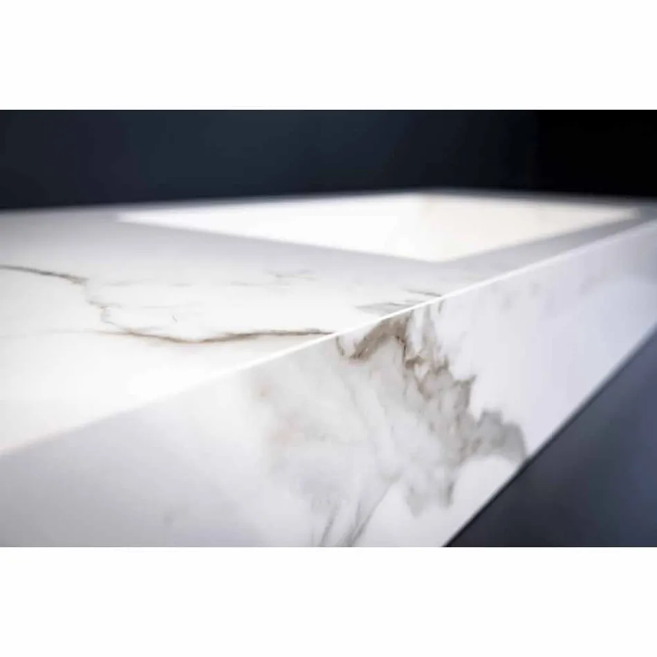 Badkonsol Integrerad tvättställ och hängande hyllan i Gres 4 ytor - Rampina Viadurini