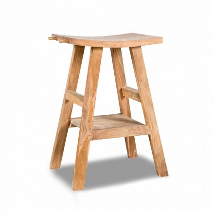 Modern badrumskonsol i naturligt teak med sidokrokar - Zacary Viadurini