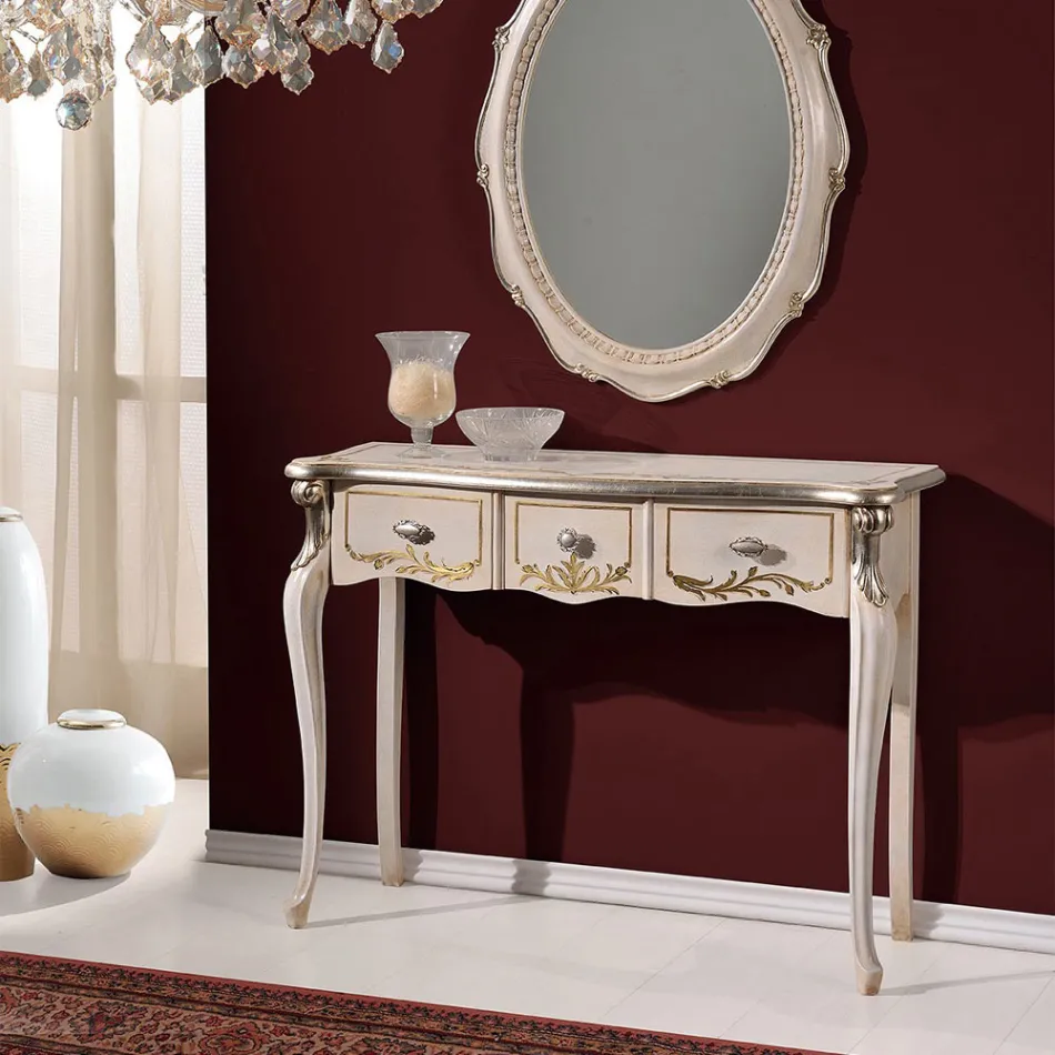 Klassisk träkonsol 3 eller 5 lyxlådor tillverkade i Italien - London Viadurini