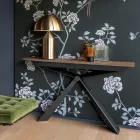 Konsol med Mortar Effect Top och Metal Base Made in Italy - Timedio Viadurini