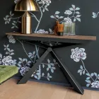 Konsol med Mortar Effect Top och Metal Base Made in Italy - Timedio Viadurini