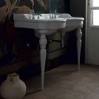 Classic dubbelskål badrumskonsol tillverkad i Italien, Magda Viadurini