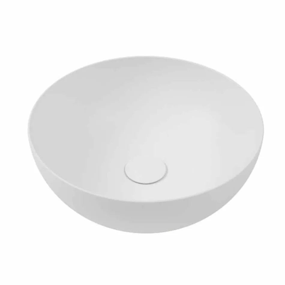 Badkonsol med handfat och hyllan i porslin stengods 4 ytor - Ramina Viadurini