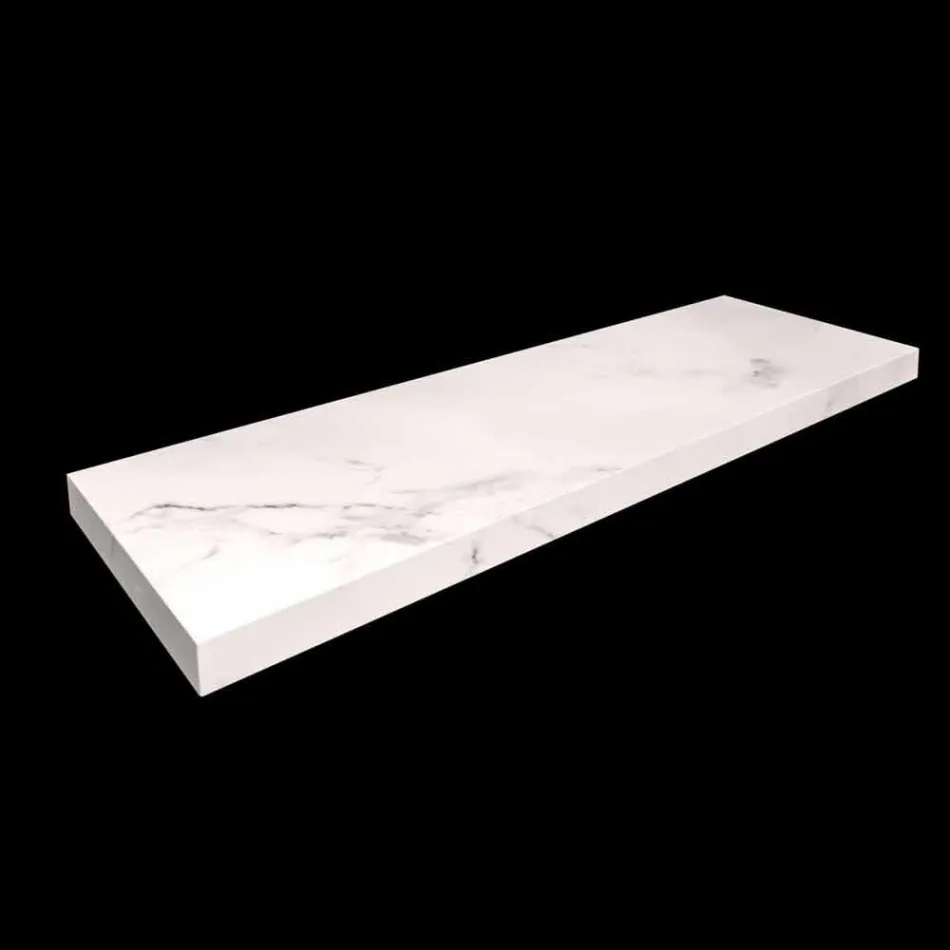 Badkonsol med handfat och hyllan i porslin stengods 4 ytor - Ramina Viadurini