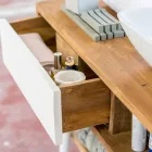 Modern design teak badrumskonsol i Pistoia naturlig teak Viadurini