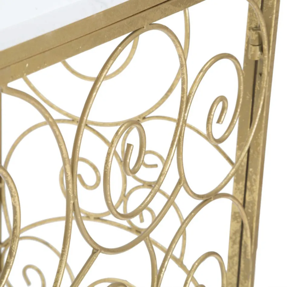 Entrékonsol i guldfinishjärn med marmorplatta - Carlotta Viadurini