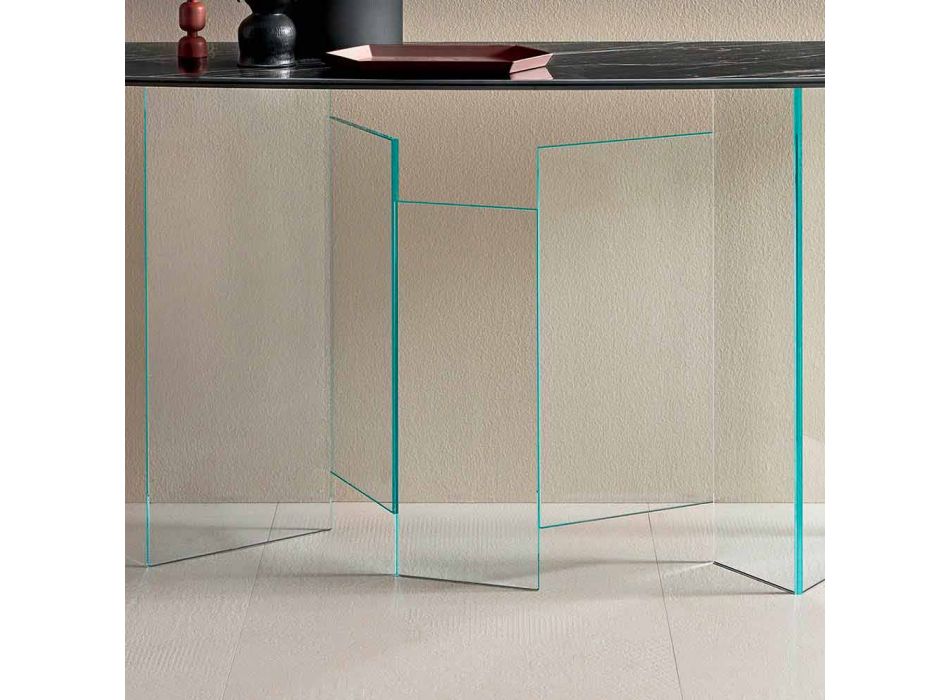 Tillverkad i Italien designkonsol i keramik och glas - slumpmässigt Viadurini