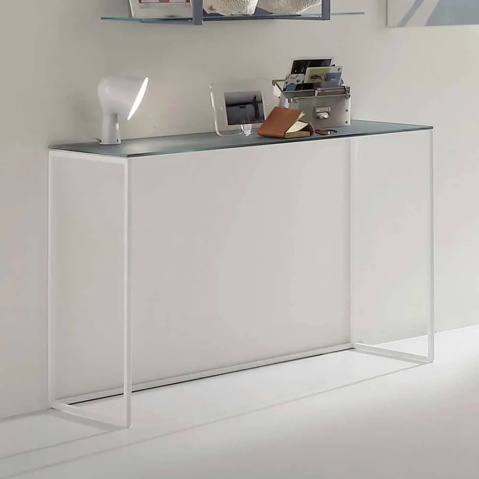 Metall vardagsrumskonsol med kristall topp tillverkad i Italien - Iridio Viadurini