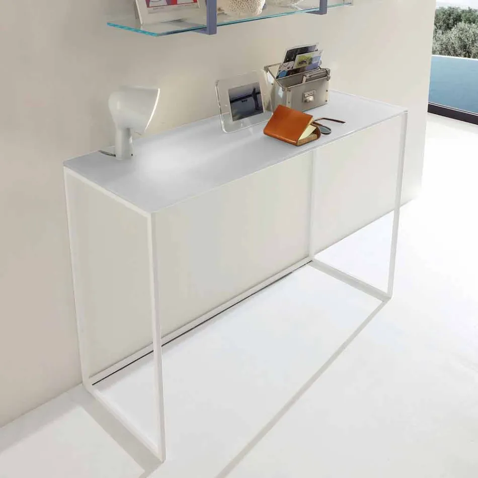 Metall vardagsrumskonsol med kristall topp tillverkad i Italien - Iridio Viadurini