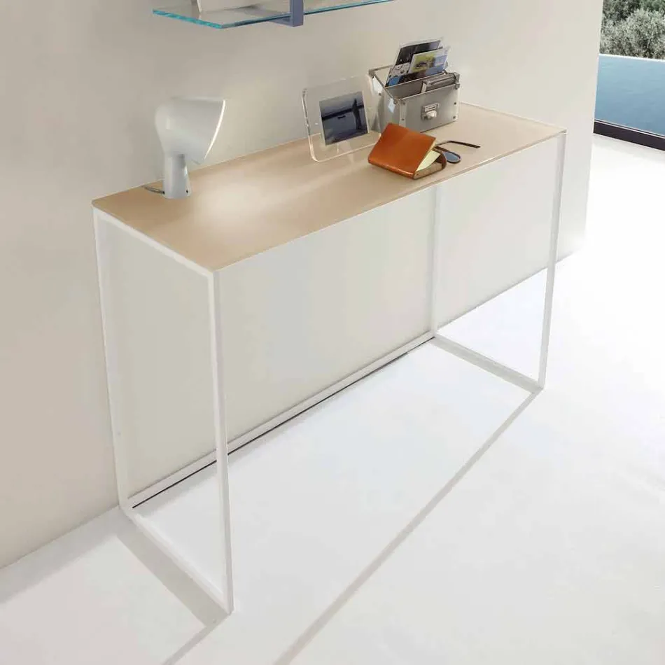 Metall vardagsrumskonsol med kristall topp tillverkad i Italien - Iridio Viadurini