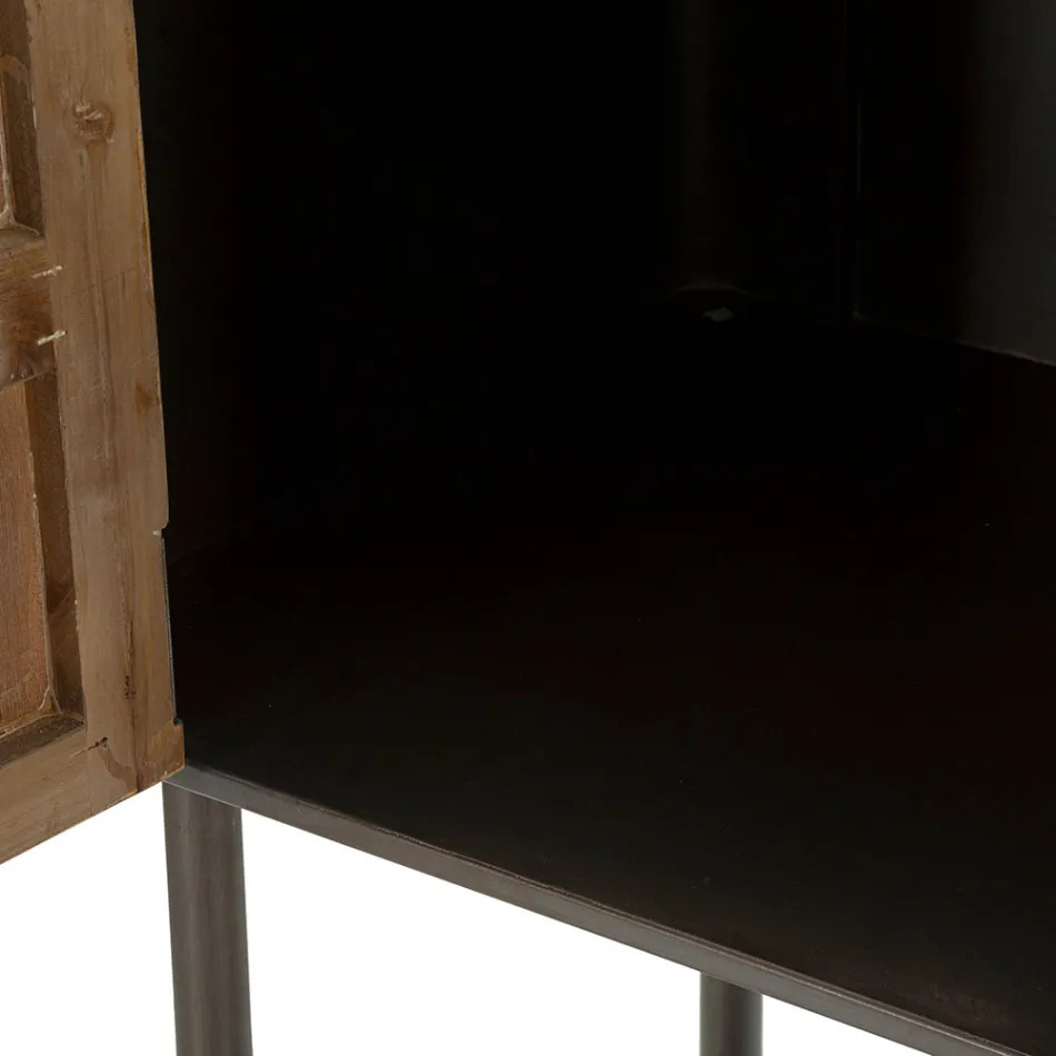 Vardagsrumskonsol i granträ och gråjärn med 2 dörrar - Cooper Viadurini