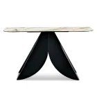 Cristina metallkonsolbord med marmorliknande keramikskiva för vardagsrummet Viadurini