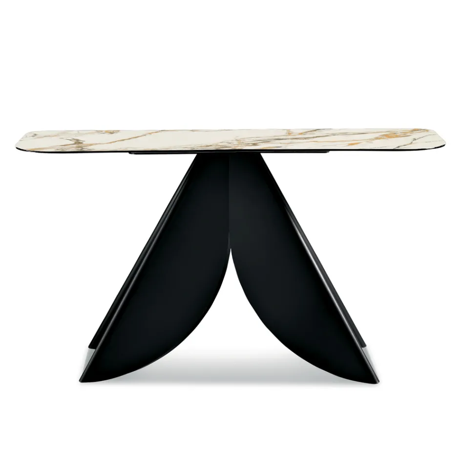 Cristina metallkonsolbord med marmorliknande keramikskiva för vardagsrummet Viadurini