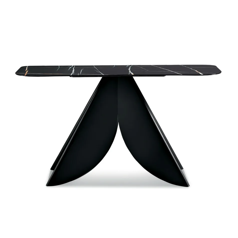 Cristina metallkonsolbord med marmorliknande keramikskiva för vardagsrummet Viadurini