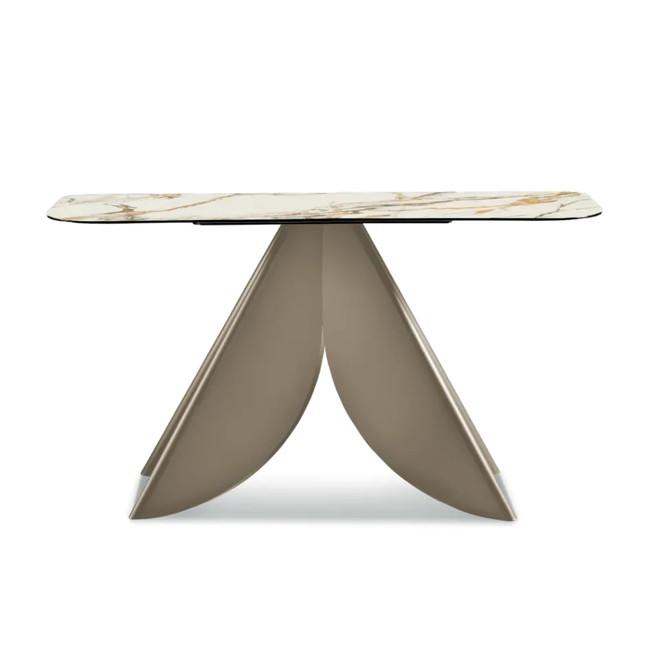 Cristina metallkonsolbord med marmorliknande keramikskiva för vardagsrummet Viadurini