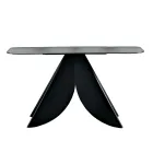 Vardagsrumskonsolbord i metall med försilvrad hamrad glasskiva - Cristina Viadurini