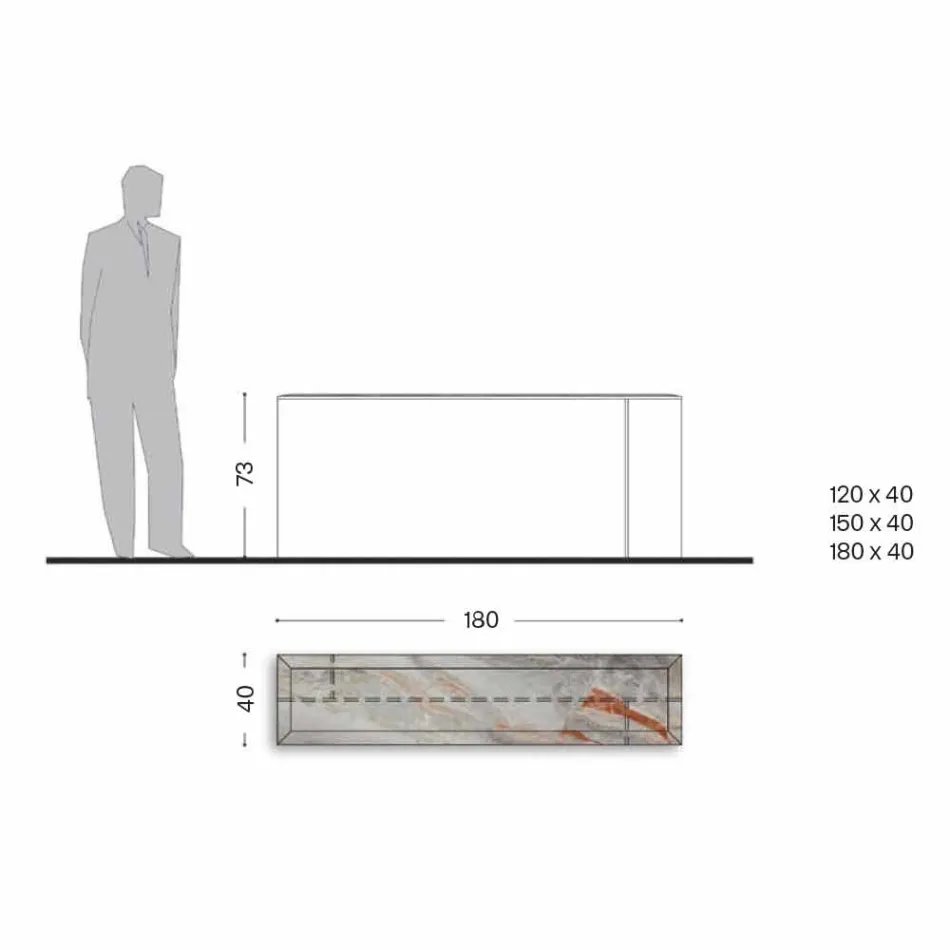 Designkonsol med marmortopp och glasbas Tillverkad i Italien - Molino Viadurini
