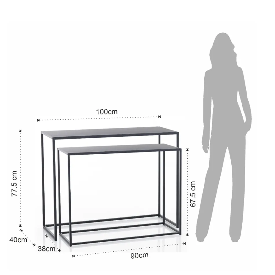 Dubbelkonsol Tillverkad av antracitstål - Osmium Viadurini