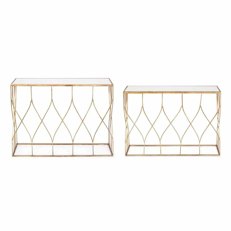 Elegant konsol i stål och glas med modern design och glamour 2 delar - Irene Viadurini