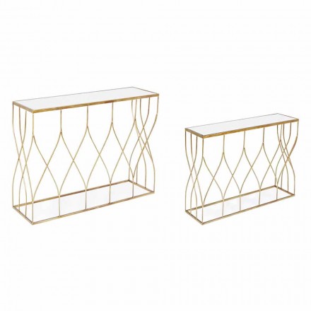 Elegant konsol i stål och glas med modern design och glamour 2 delar - Irene Viadurini