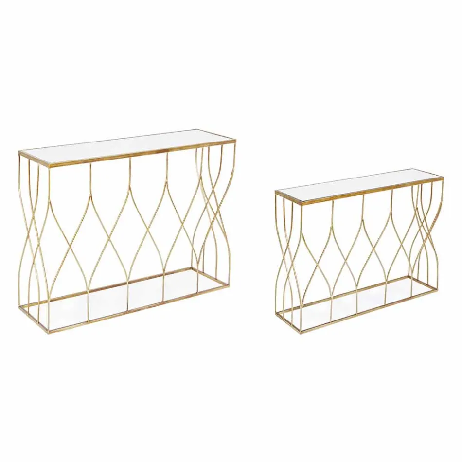 Elegant konsol i stål och glas med modern design och glamour 2 delar - Irene Viadurini