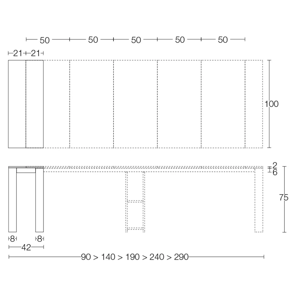 Utdragbar utomhuskonsol med metallbas och Hpl-överdel - Aghetto Viadurini