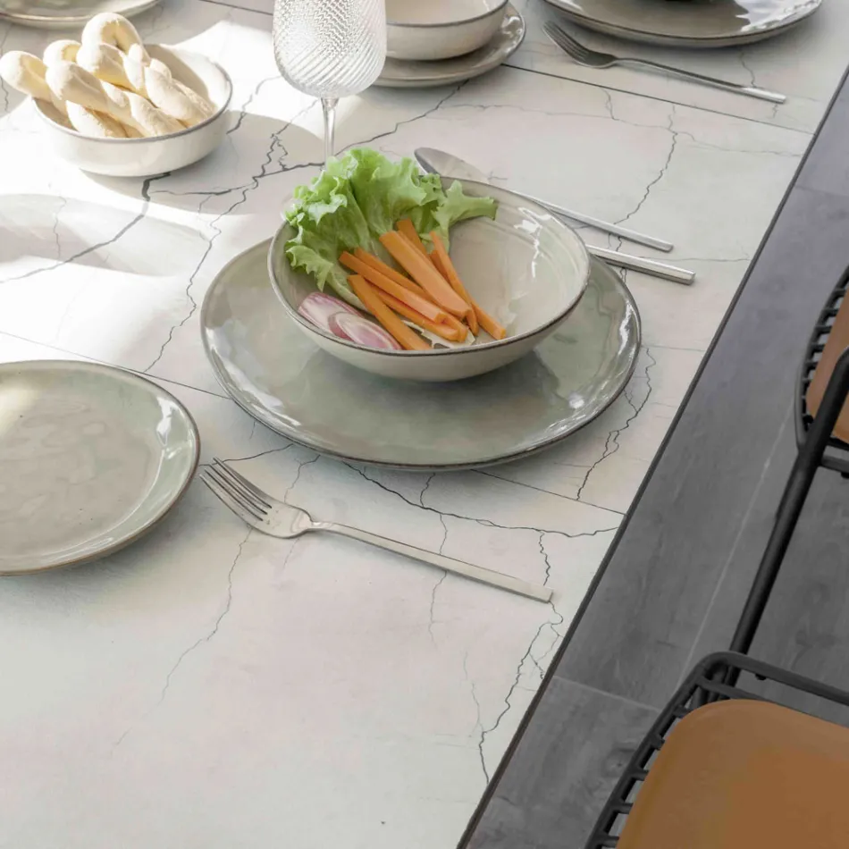 Utdragbar utomhuskonsol med metallbas och Hpl-överdel - Aghetto Viadurini