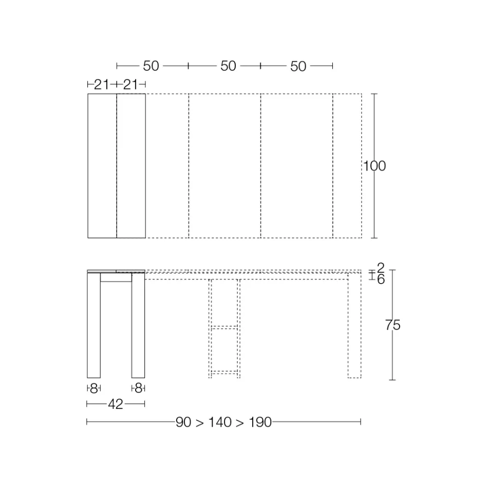 Utdragbar utomhuskonsol med metallbas och Hpl-överdel - Aghetto Viadurini