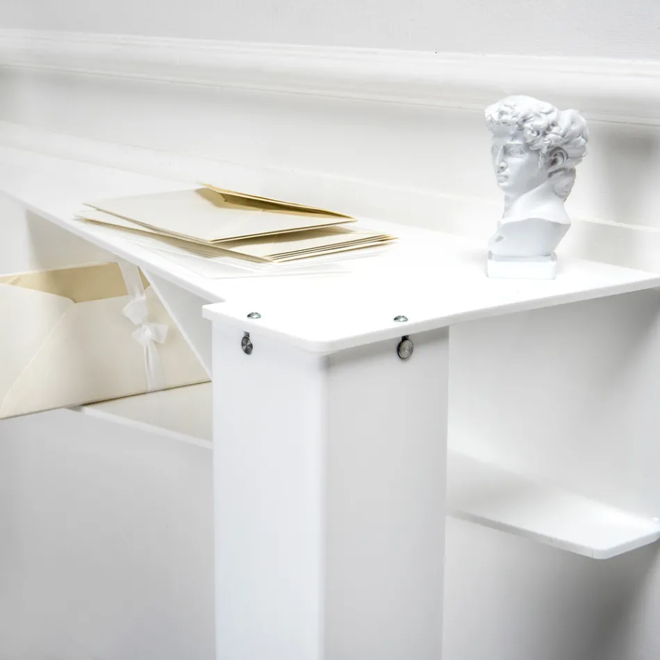 Fast konsol med 4 objektförvaringsfack i PMMA Tillverkad i Italien - Aladdin Viadurini