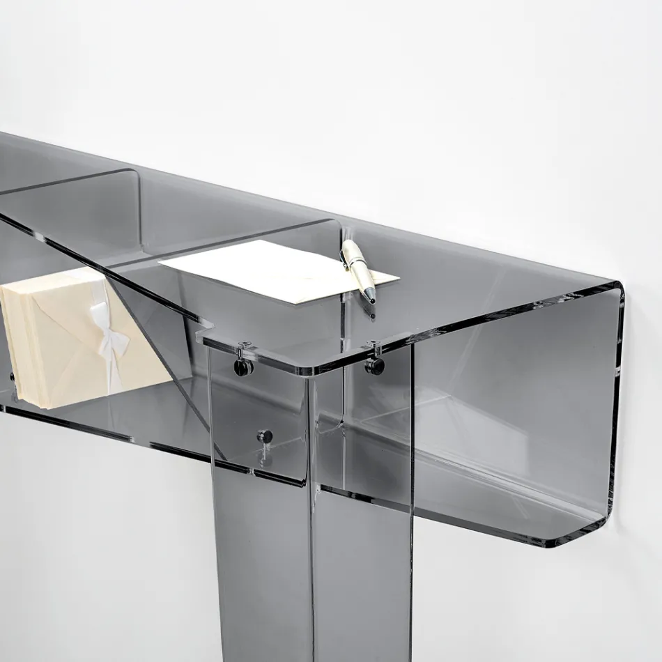 Fast konsol med 4 objektförvaringsfack i PMMA Tillverkad i Italien - Aladdin Viadurini