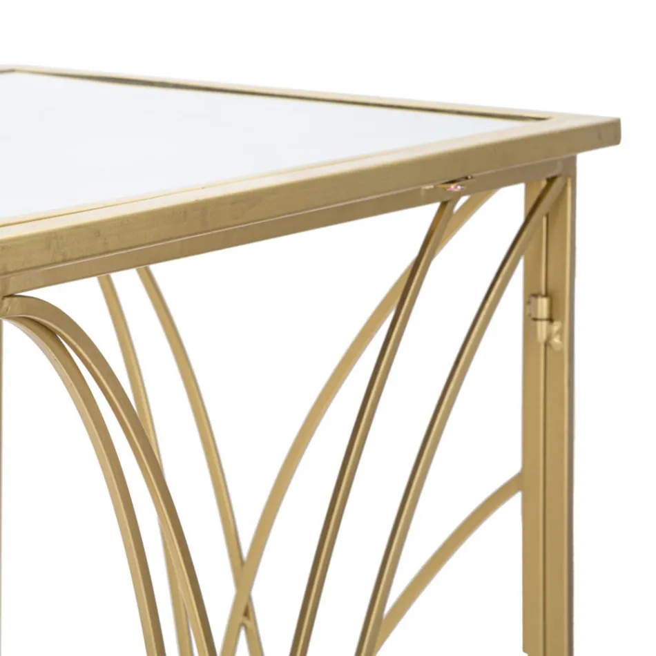 Fast entrékonsol i gyllene järn med spegeltopp - Emilia Viadurini