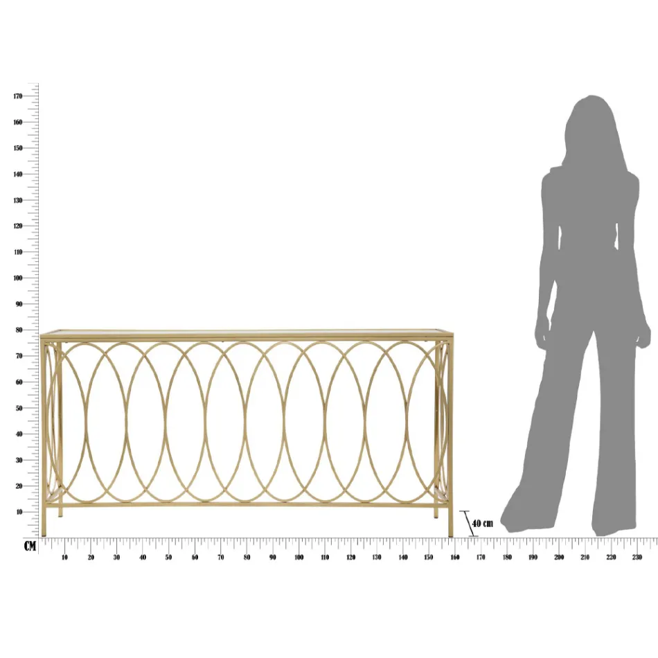 Fast entrékonsol i gyllene järn med glasskiva - Primula Viadurini