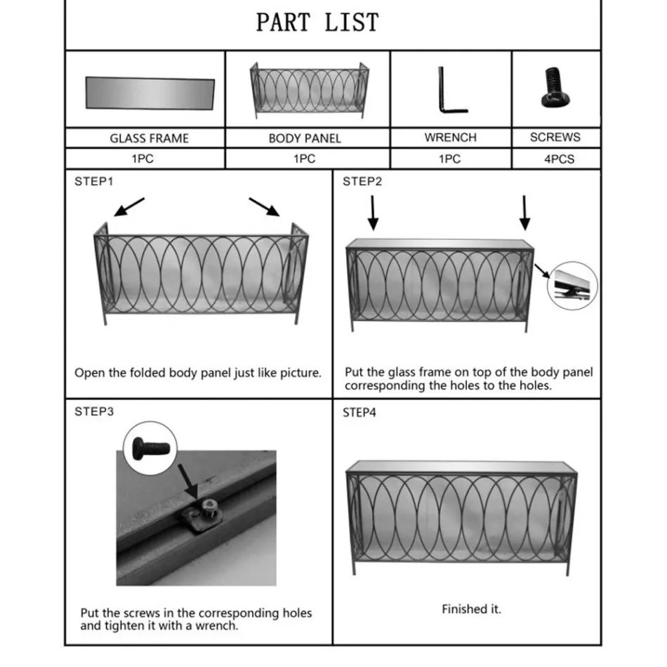Fast entrékonsol i gyllene järn med glasskiva - Primula Viadurini