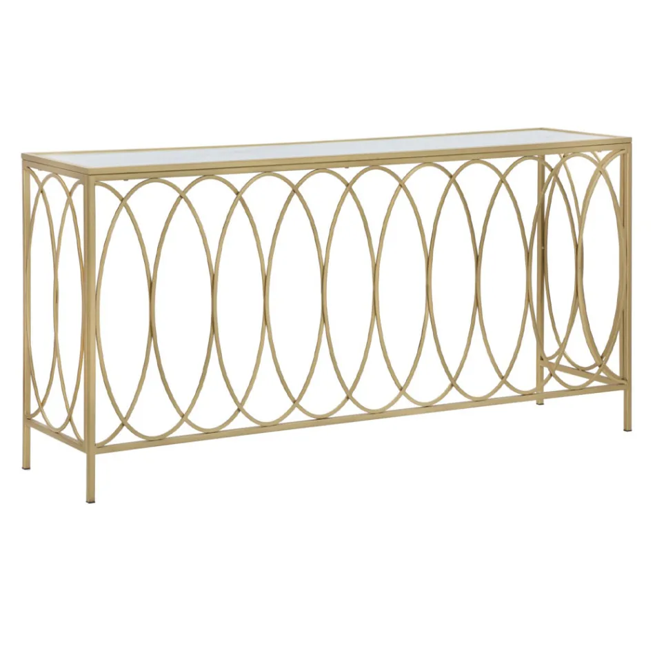 Fast entrékonsol i gyllene järn med glasskiva - Primula Viadurini