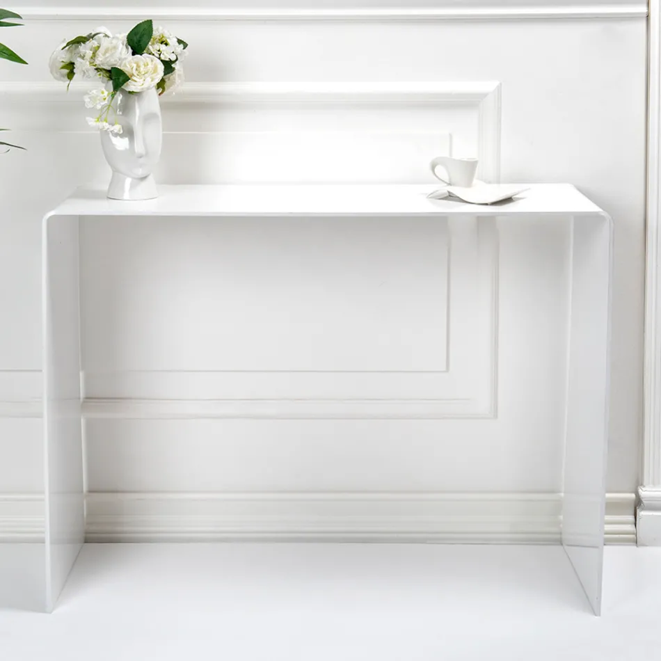 Fast konsol i vitt eller rökt plexiglas Tillverkad i Italien - Genio Viadurini