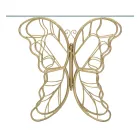 Guldfinish -järnkonsol med transparent glasskiva - Farella Viadurini