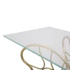 Guldfinish -järnkonsol med transparent glasskiva - Farella Viadurini