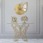 Guldfinish -järnkonsol med transparent glasskiva - Farella Viadurini