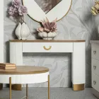 Träkonsol med topp och insatser med rundad design och låda - Rachel Viadurini