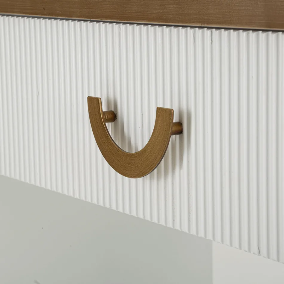 Träkonsol med topp och insatser med rundad design och låda - Rachel Viadurini