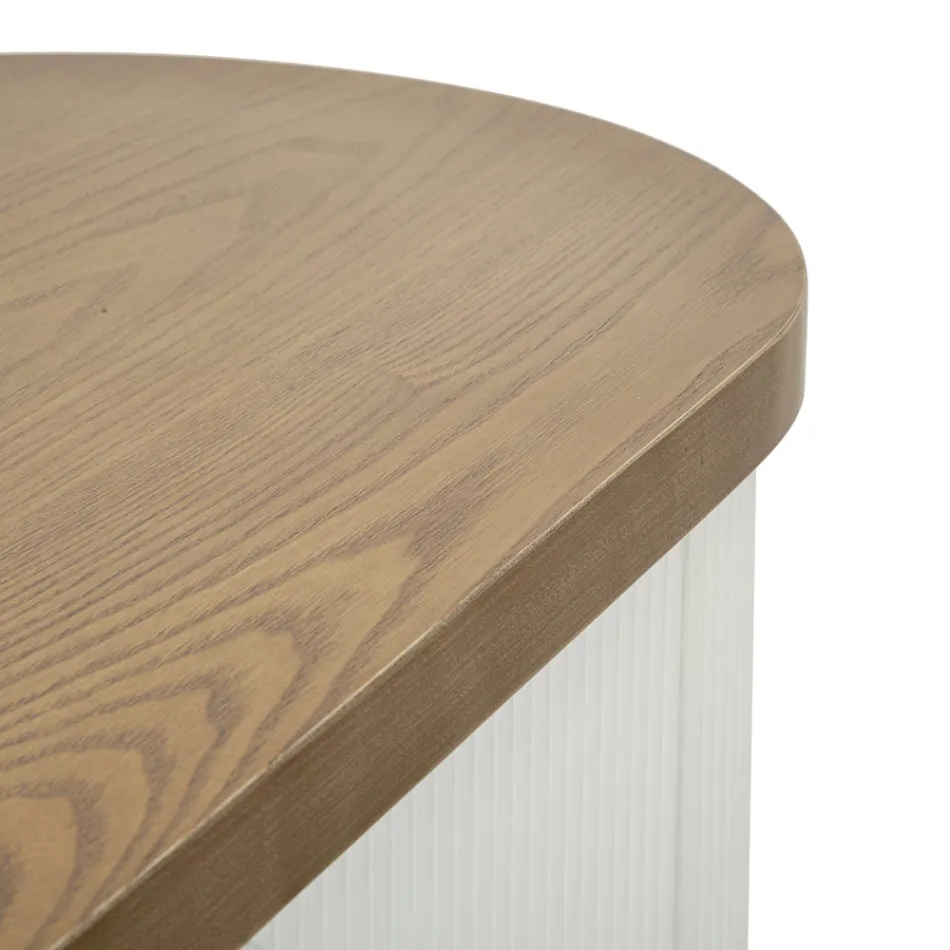 Träkonsol med topp och insatser med rundad design och låda - Rachel Viadurini