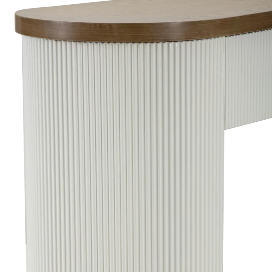 Träkonsol med topp och insatser med rundad design och låda - Rachel Viadurini