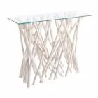 Konsol i blekt teak och lyxig designtopp - Francesca Viadurini